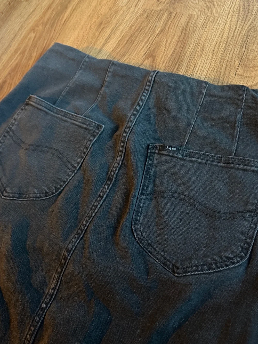 Lee Black Denim Skirt Y2K Midi Knee Length Size M